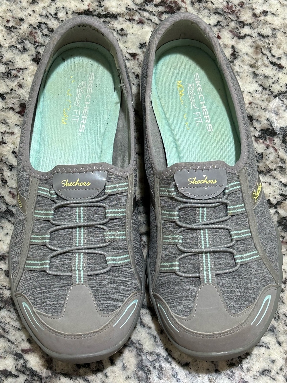 Skechers Gray and Mint Slip-On Women's Sneakers